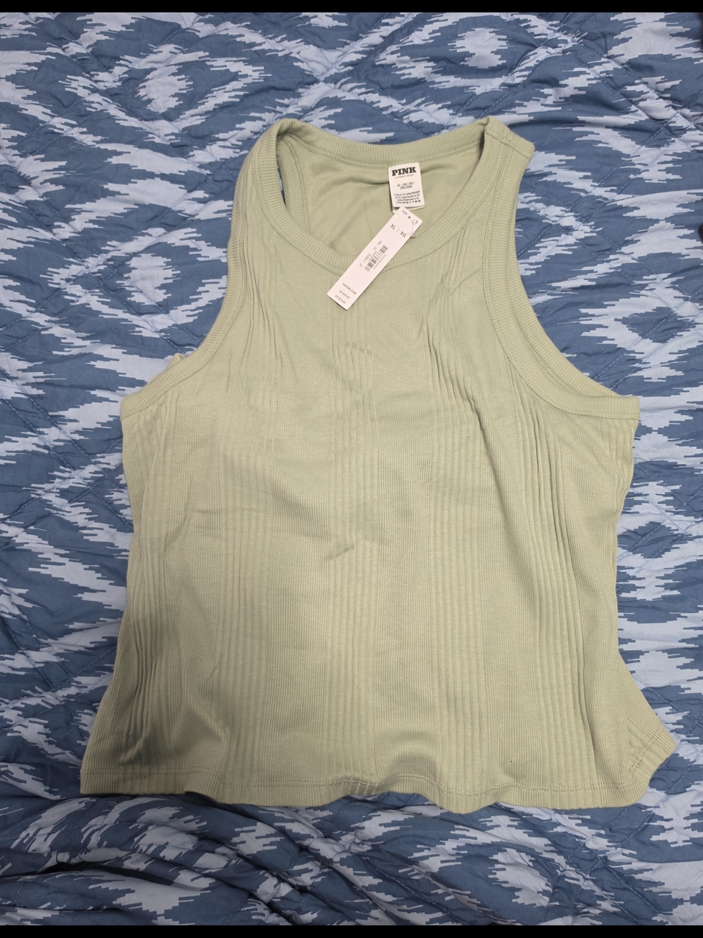 Women's PINK Victoria's Secret Mint Ribbed Scoop Tank sizeXL
